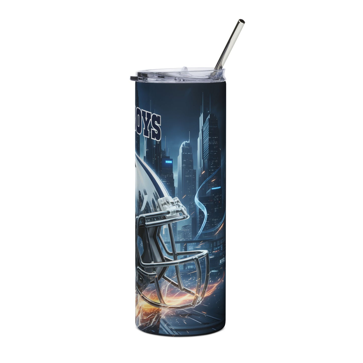 Dallas Cowboys 20oz Stainless Steel Tumbler – Football Helmet & City Skyline Design