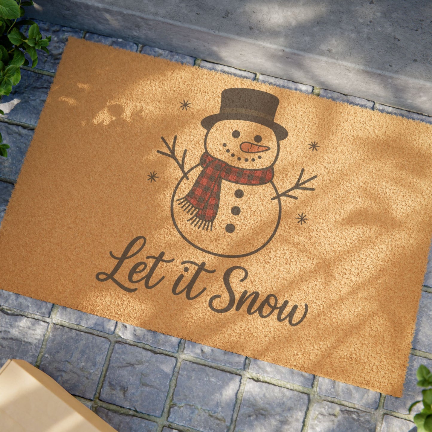 Let It Snow Snowman Doormat — Holiday Welcome Mat