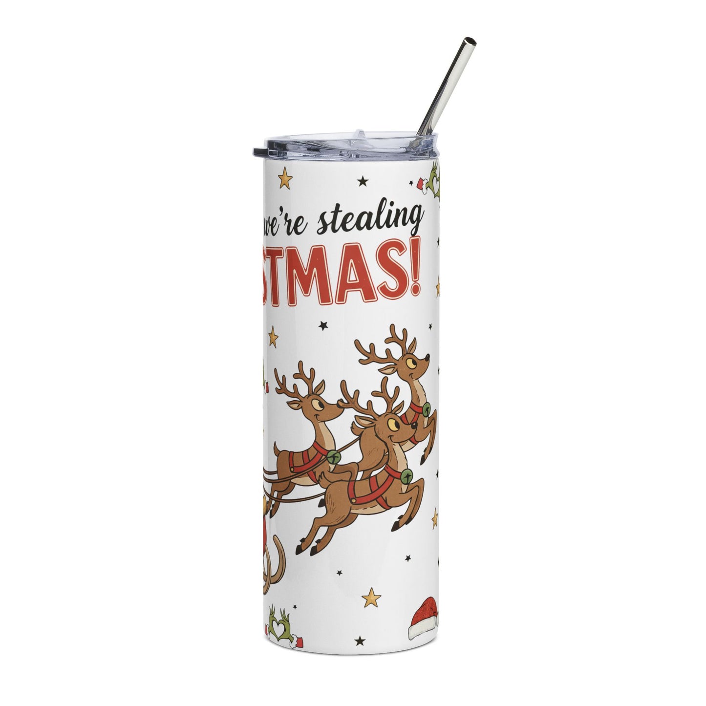 Grinch Christmas 20oz Stainless Tumbler - "Get in loser, we're CHRISTMAS" Holiday Travel Cup