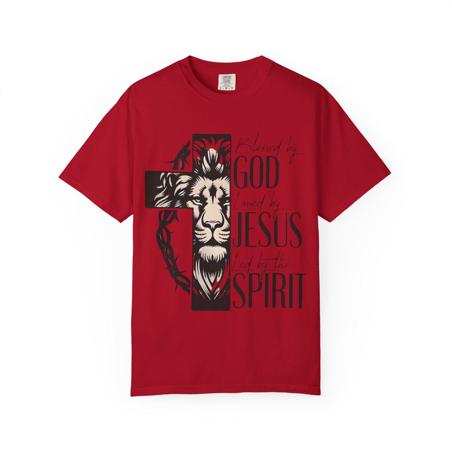 Faith-Inspired Unisex Garment-Dyed T-Shirt - Blessed by God, Loved by Jesus, Led by the Spirit