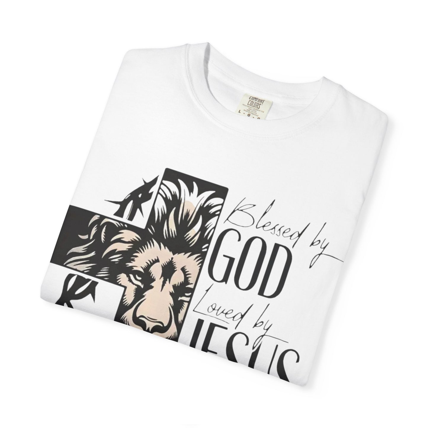 Faith-Inspired Unisex Garment-Dyed T-Shirt - Blessed by God, Loved by Jesus, Led by the Spirit