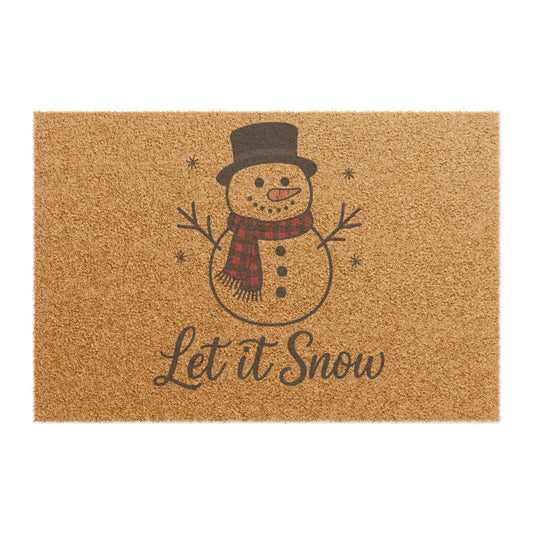 Let It Snow Snowman Doormat — Holiday Welcome Mat