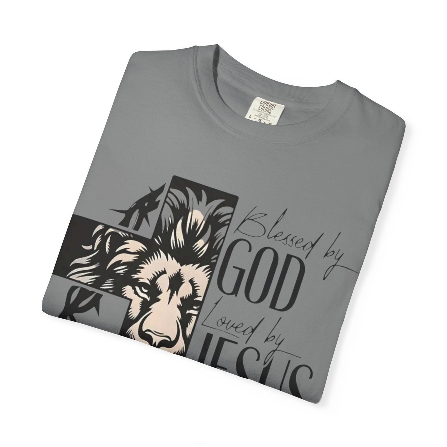Faith-Inspired Unisex Garment-Dyed T-Shirt - Blessed by God, Loved by Jesus, Led by the Spirit