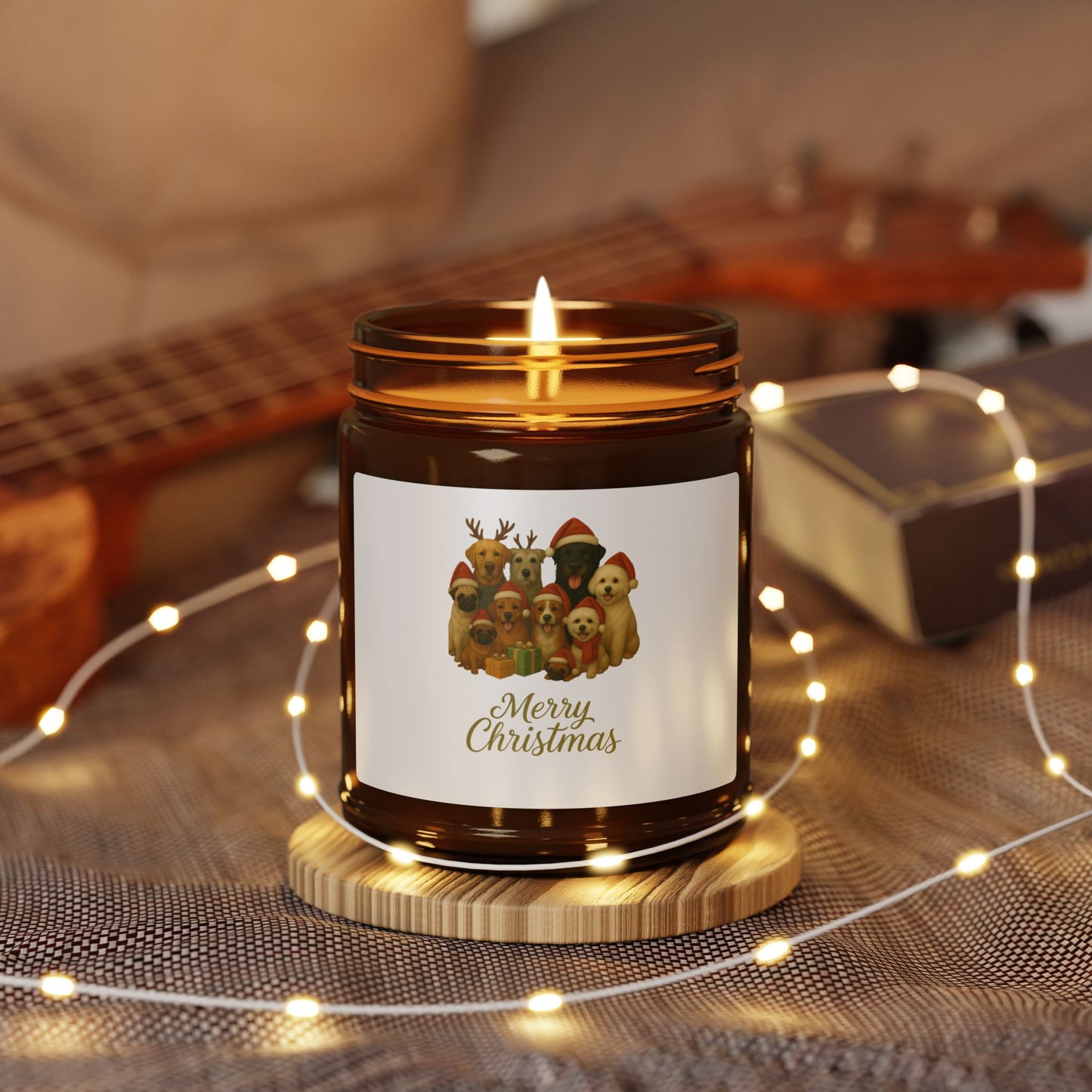 Christmas Scented Soy Candle - Merry Christmas Amber Jar