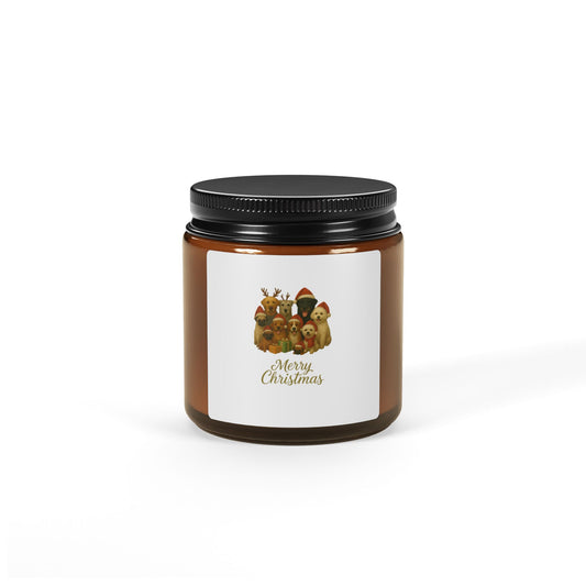 Christmas Scented Soy Candle - Merry Christmas Amber Jar