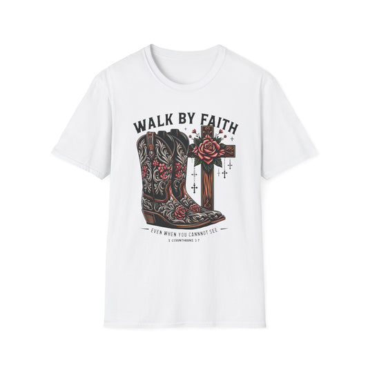 Walk by Faith Graphic T-Shirt - Unisex Softstyle Tee