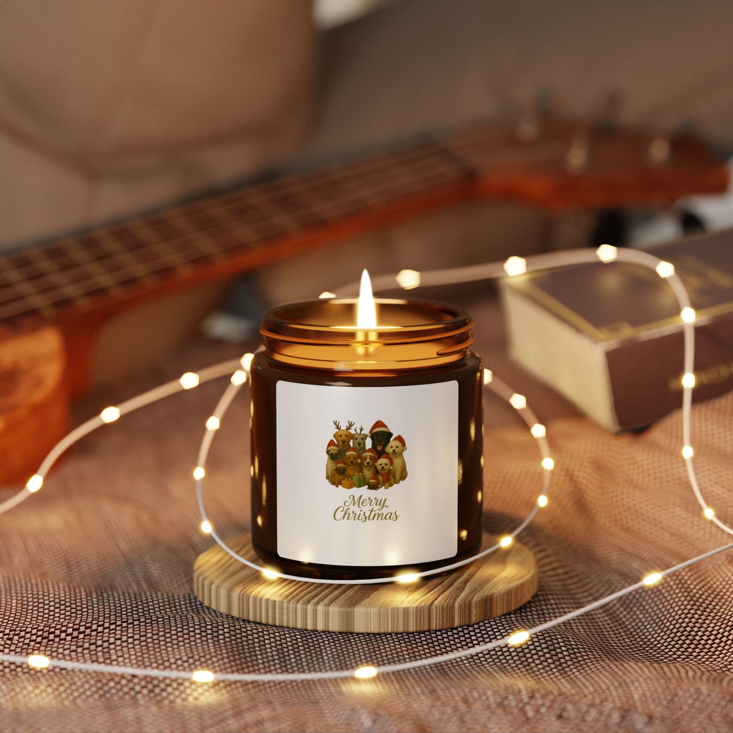 Christmas Scented Soy Candle - Merry Christmas Amber Jar