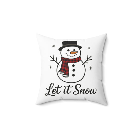 Let It Snow Snowman Pillow — Holiday Decorative Throw Pillow