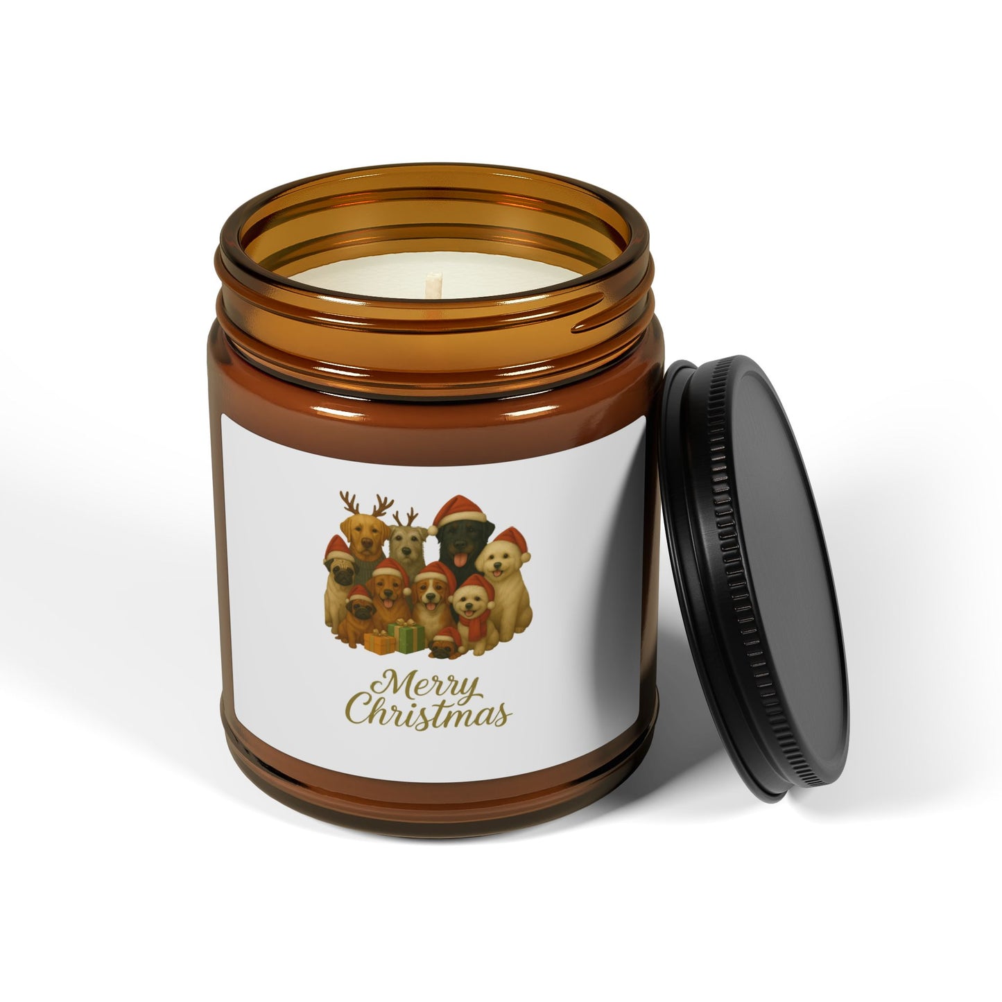 Christmas Scented Soy Candle - Merry Christmas Amber Jar