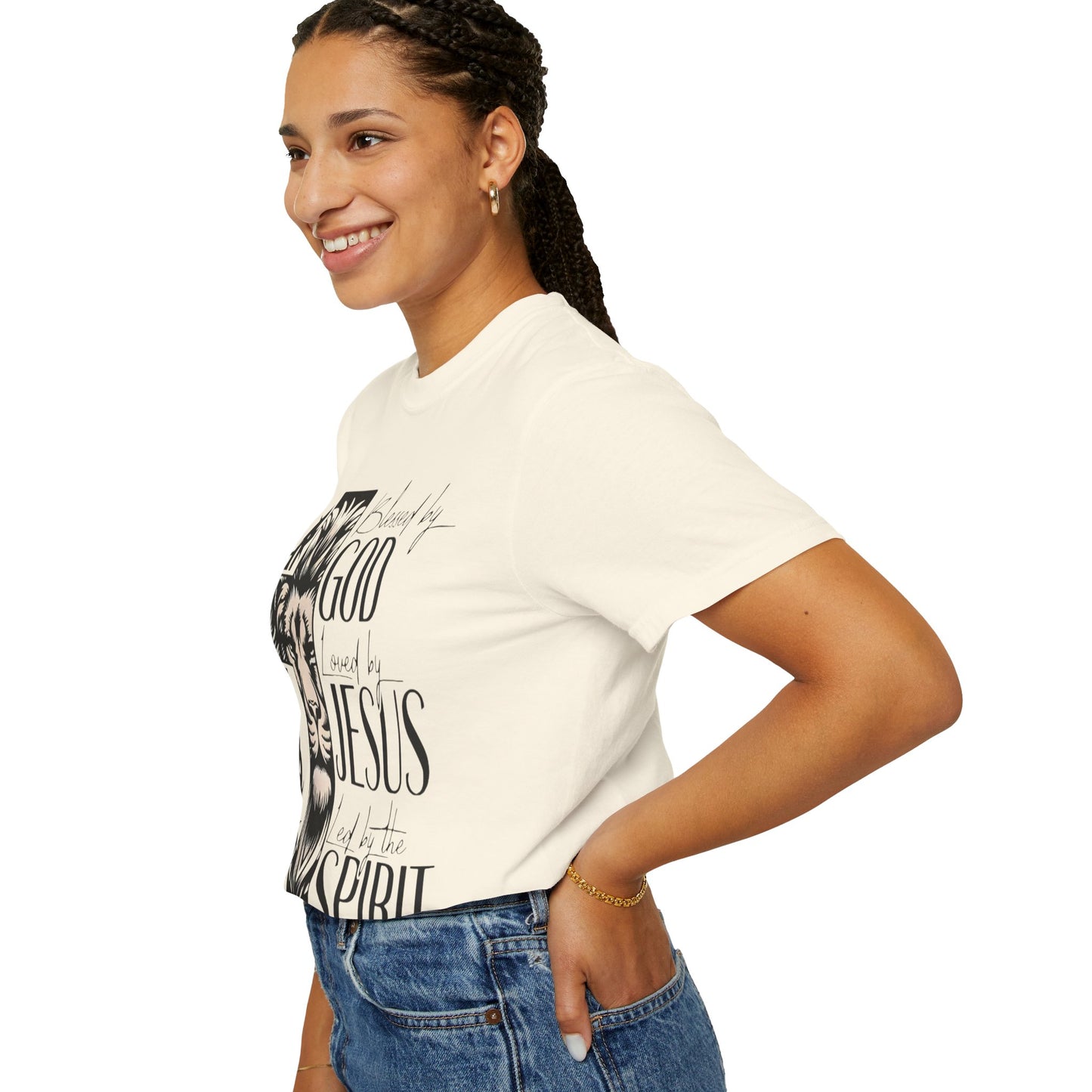 Faith-Inspired Unisex Garment-Dyed T-Shirt - Blessed by God, Loved by Jesus, Led by the Spirit
