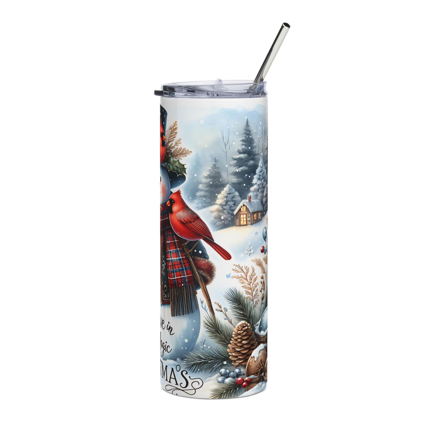 Christmas Snowman 20oz Stainless Tumbler — Believe in the Magic of Christmas