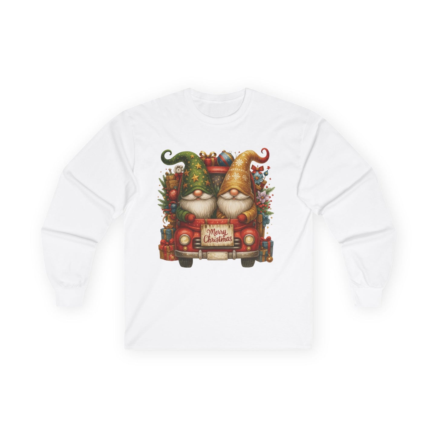 Festive Gnomes Long Sleeve Tee - Merry Christmas Design