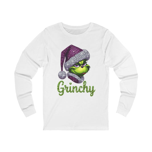 Grinchy Long Sleeve Tee - Festive Unisex Jersey Shirt for Holiday Cheer