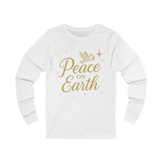 Peace on Earth Long Sleeve Tee — Dove & Script Holiday Shirt