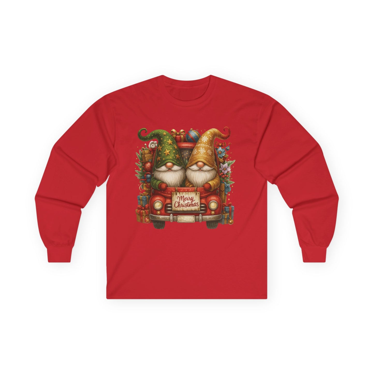Festive Gnomes Long Sleeve Tee - Merry Christmas Design