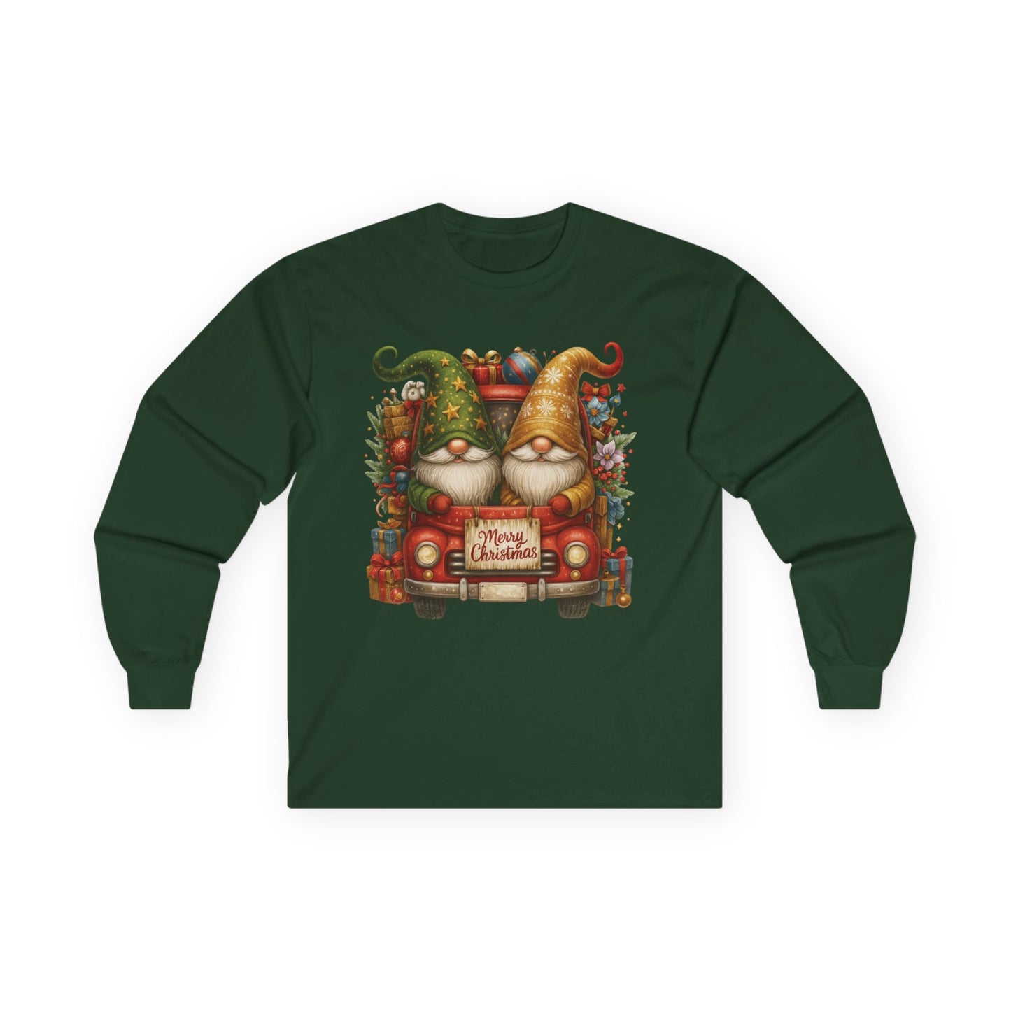 Festive Gnomes Long Sleeve Tee - Merry Christmas Design