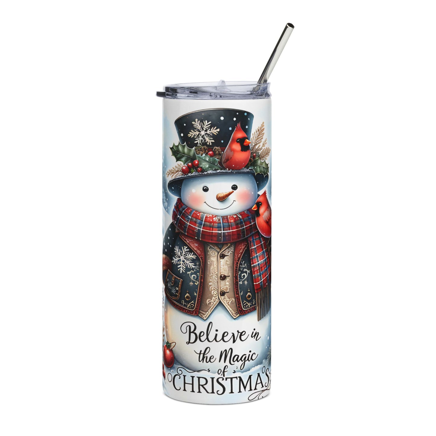 Christmas Snowman 20oz Stainless Tumbler — Believe in the Magic of Christmas
