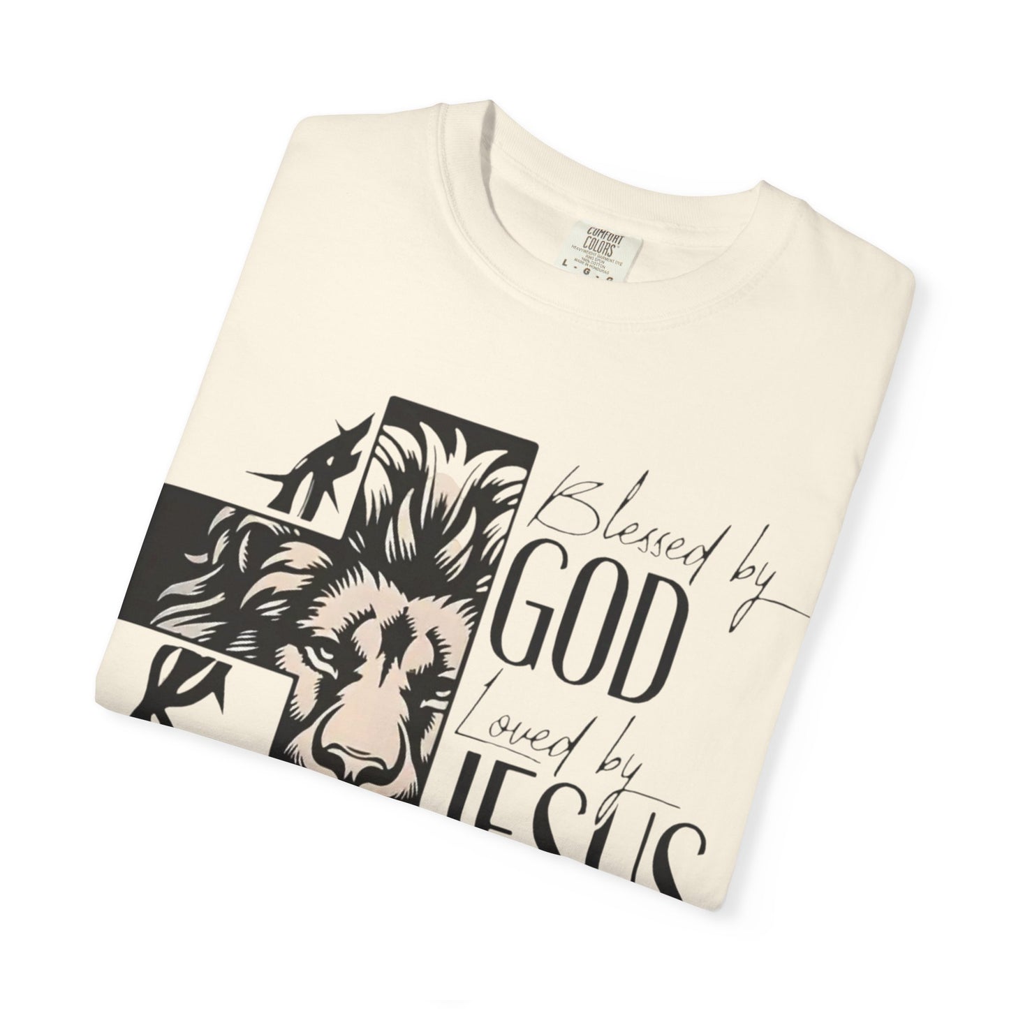 Faith-Inspired Unisex Garment-Dyed T-Shirt - Blessed by God, Loved by Jesus, Led by the Spirit