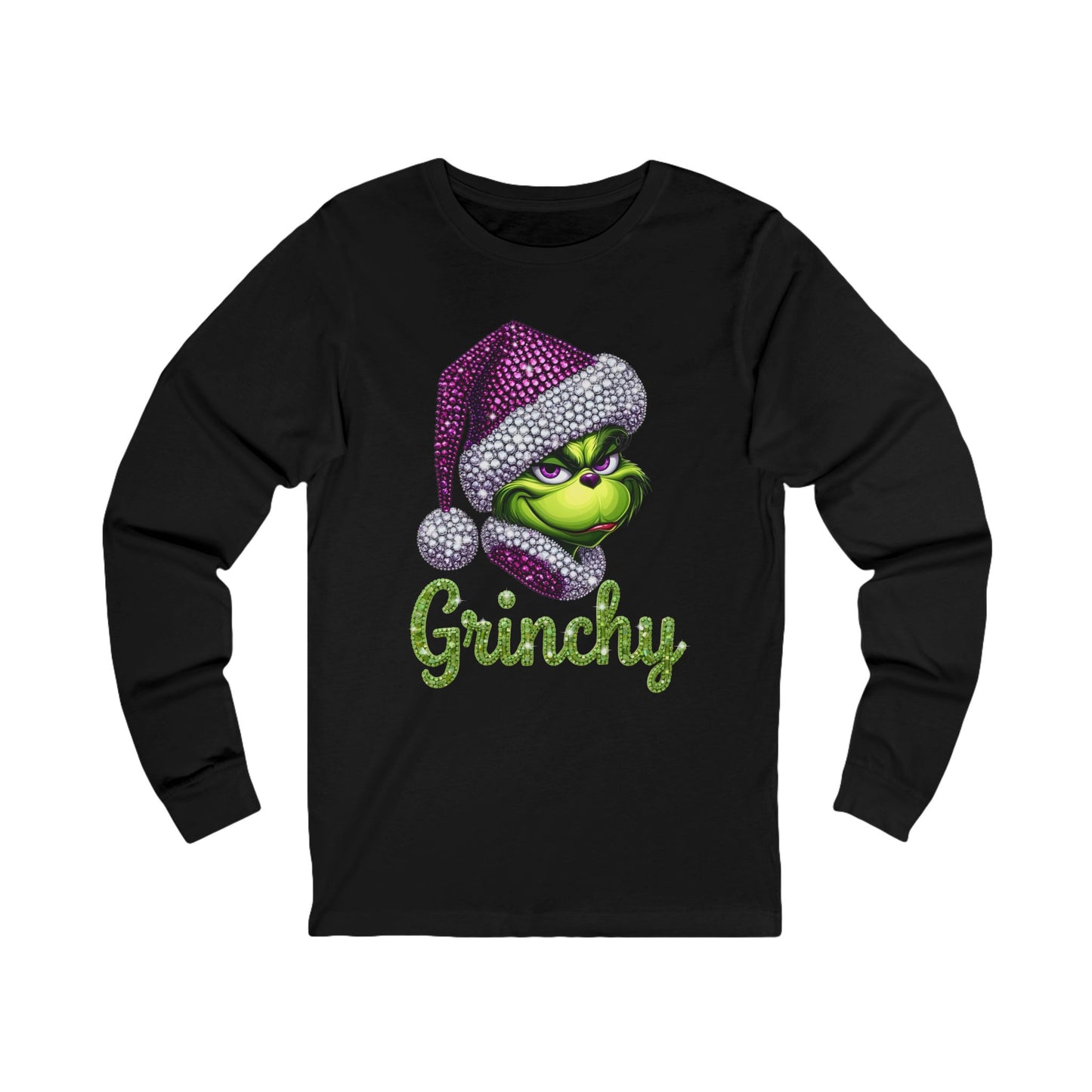 Grinchy Long Sleeve Tee - Festive Unisex Jersey Shirt for Holiday Cheer